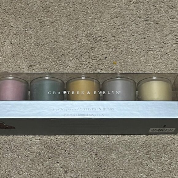 Crabtree & Evelyn Five (5) Fragranced Votives in Glass Candles 1.35"x1.75" NEW - Picture 3 of 14